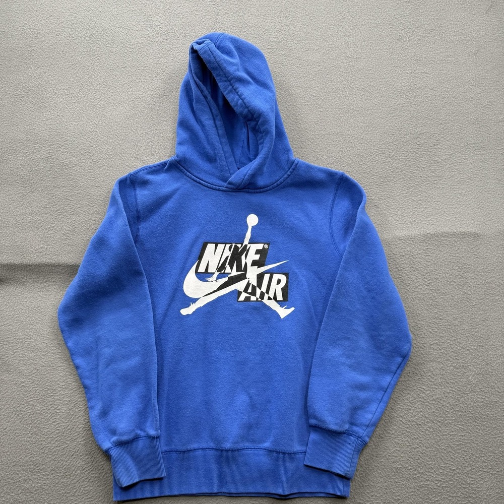 Jordan Hoodie Youth Large Blue Nike Air Jumpman Graphic Logo Fleece Pullover